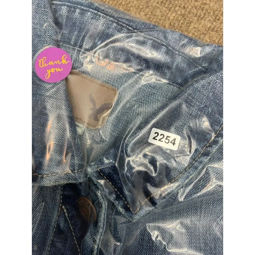 Vintage American Eagle Jacket Womens L Denim Trucker Type III Distressed Y2K - Picture 8 of 8